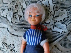 9 INCH PLASTIC 1960S 1970S HONG KONG WHITE HAIR DOLL, BOOTS